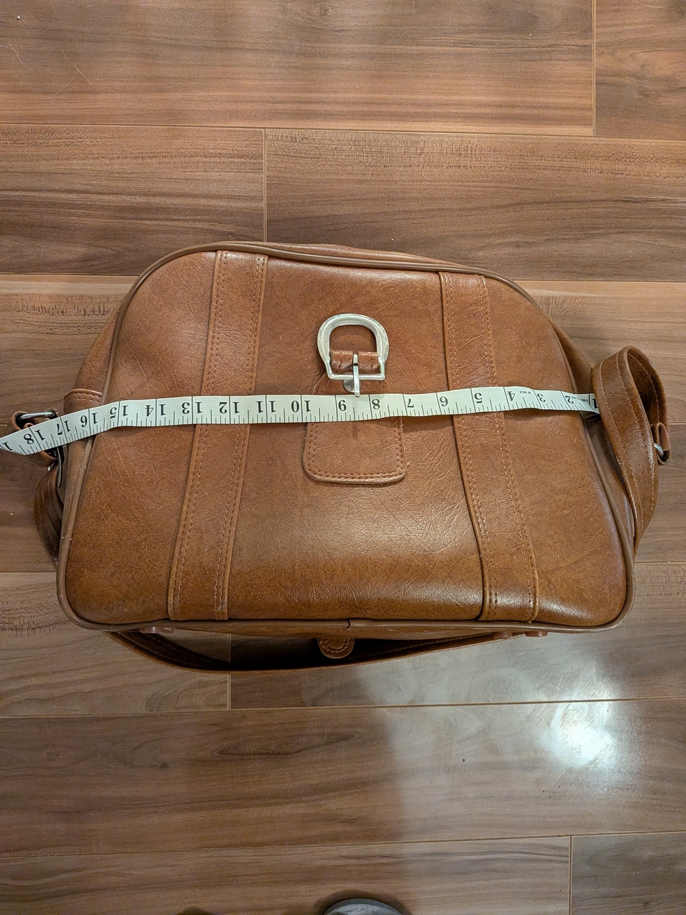 Vintage 70s Cognac Brown Faux Leather Shoulder Bag Boho Retro - Picture 6 of 7